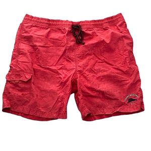 TOMMY BAHAMA RELAX BRICK RED FLORAL SWIM TRUNKS